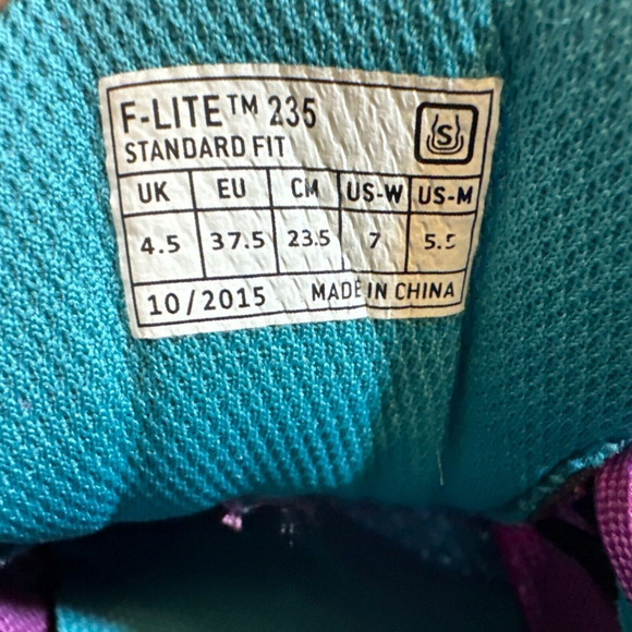 INOV-8 F-Lite 235 Power Heel Womens Size 7 Purple Teal Training Running Shoe EUC - Picture 8 of 8